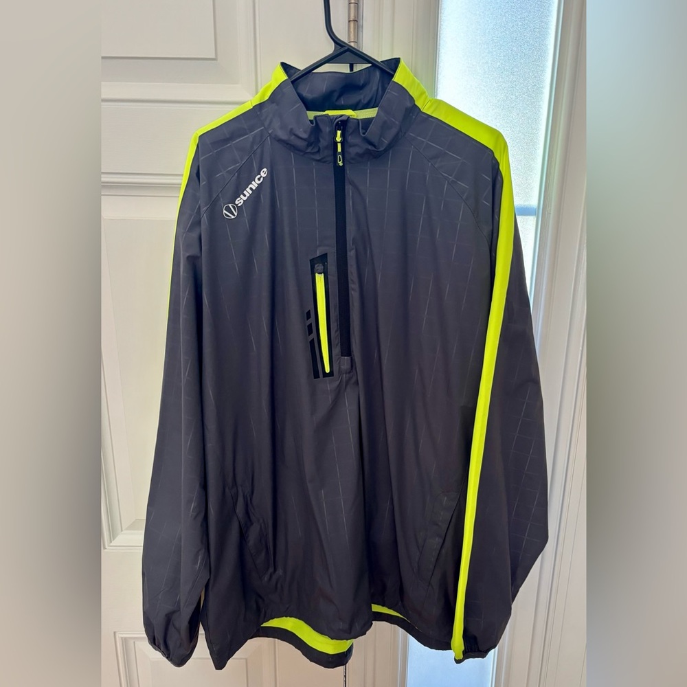 Sunice Men's Charcoal and Neon Yellow Windbreaker